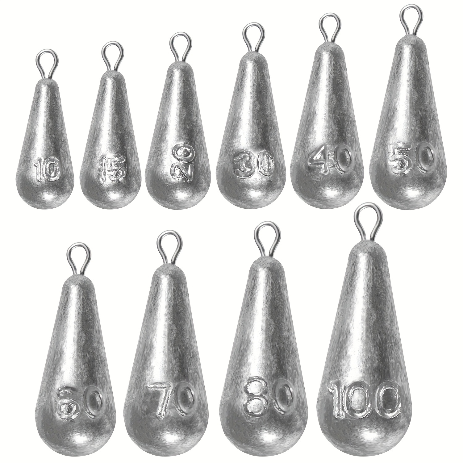 Fishing Equipment English - Fishing Weights Sinkers, 10 Sizes Teardrop-Shaped