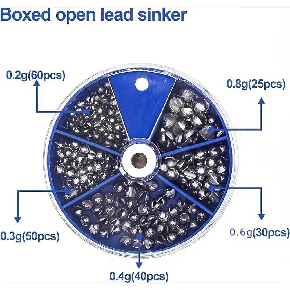205pcs Weight Sinkers, 5 Sizes - Fishing Equipment English recensie en prijs