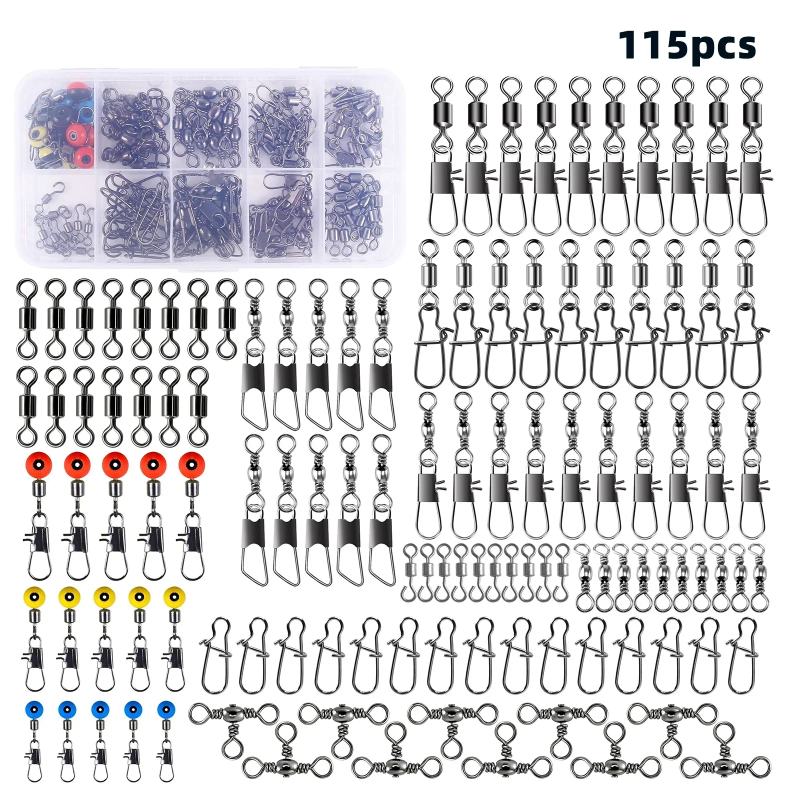 115pcs Fishing Swivel Connecto - Tackle Box recensie en prijs