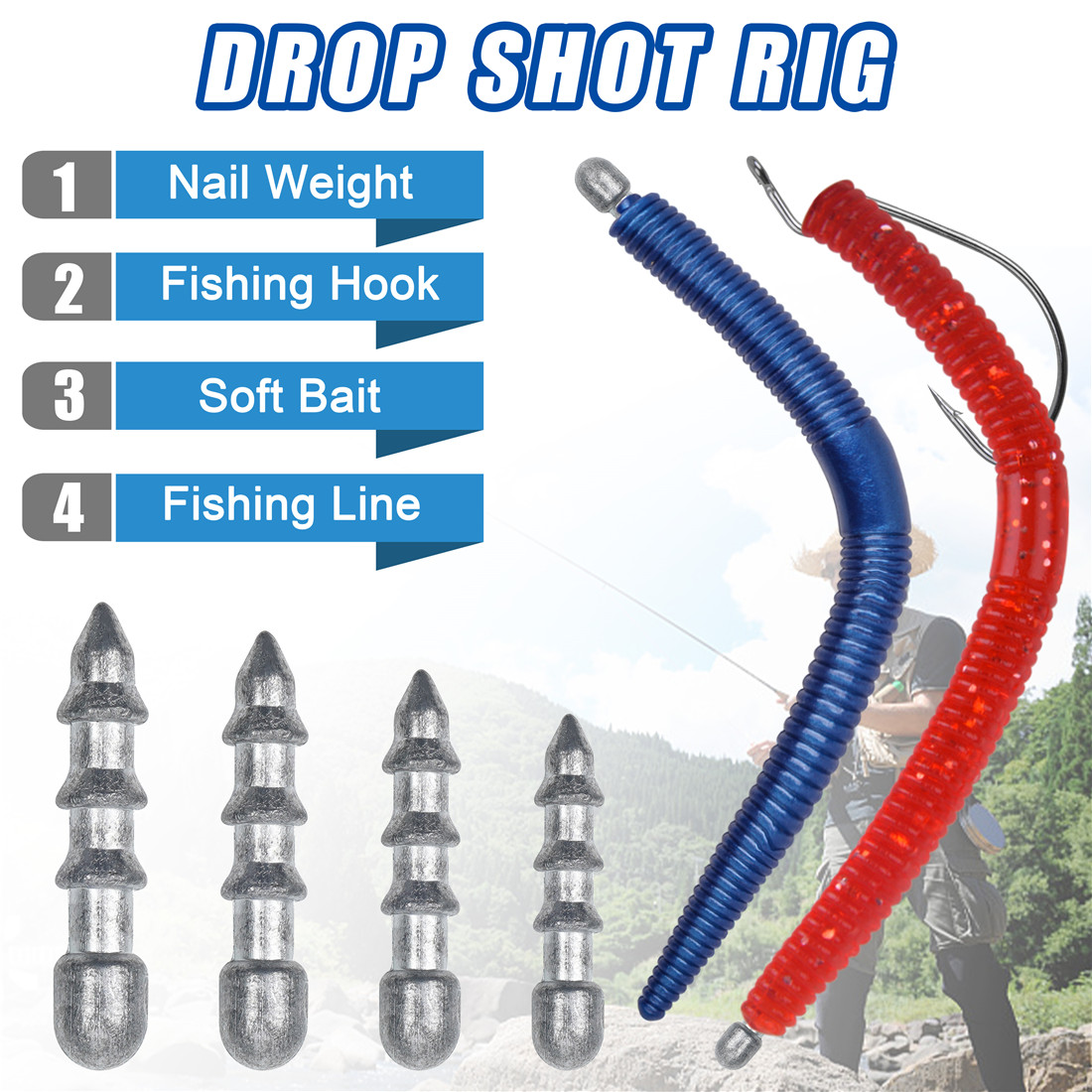 60PCS Nail weights Worm Fishin - Fishing Equipment Tackle recensie en prijs