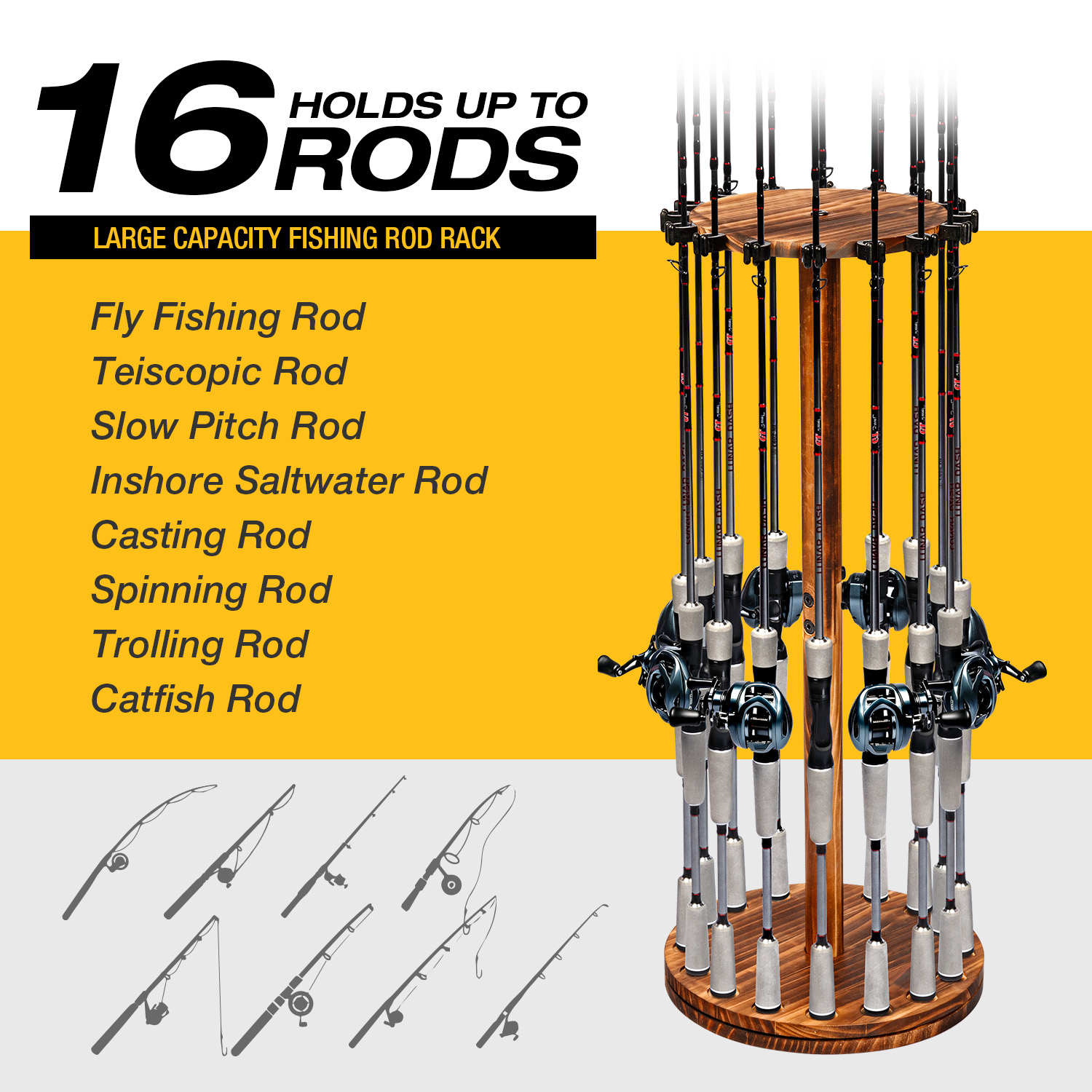 Round Carbonized Wood Fishing  - Fishing Equipment Holder recensie en prijs